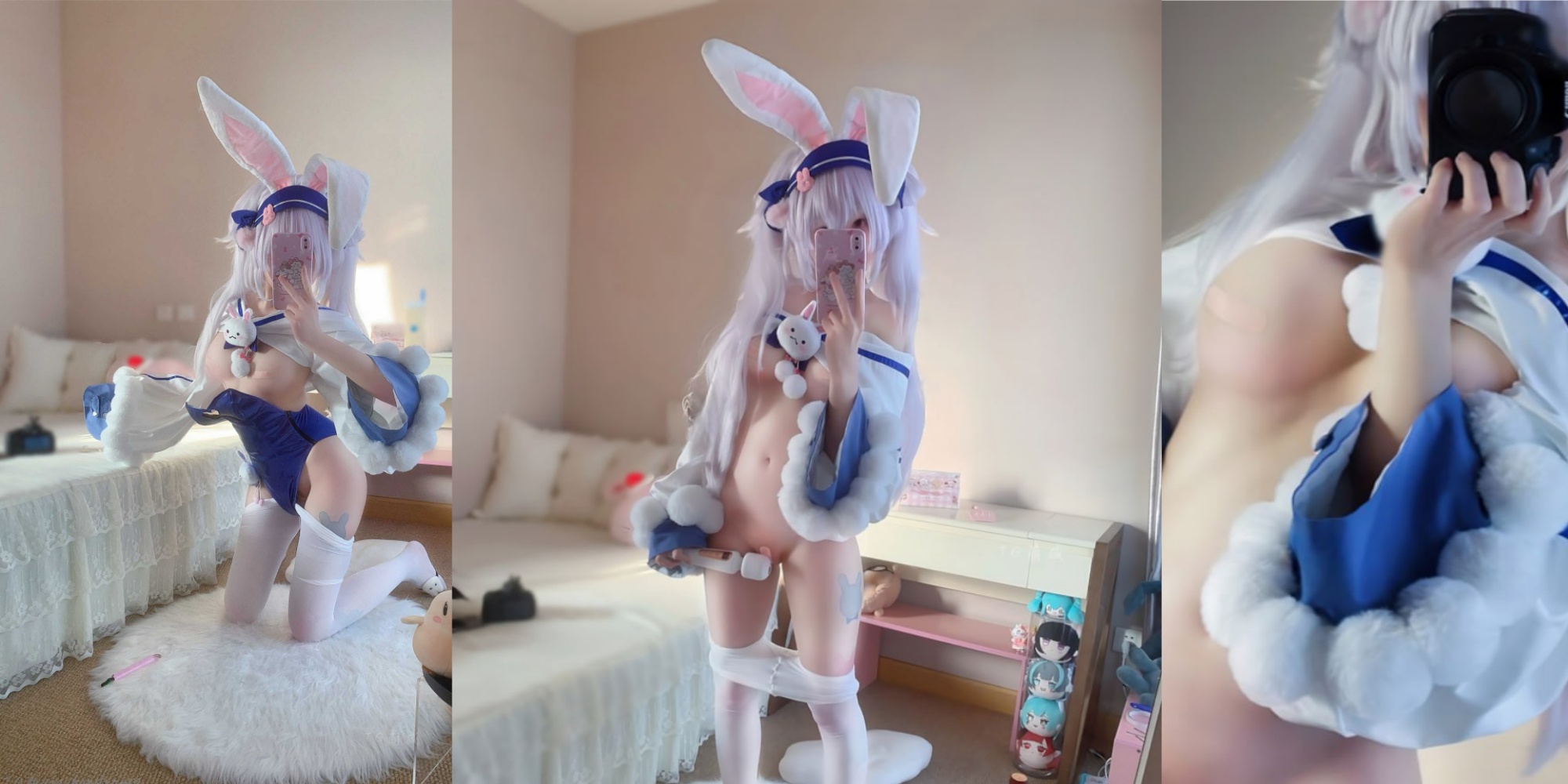 推特极品福利姬 哎我黑切訥 cosplay 碧蓝航线拉菲兔女郎 白丝美腿模拟足交！ - 18J.TV
